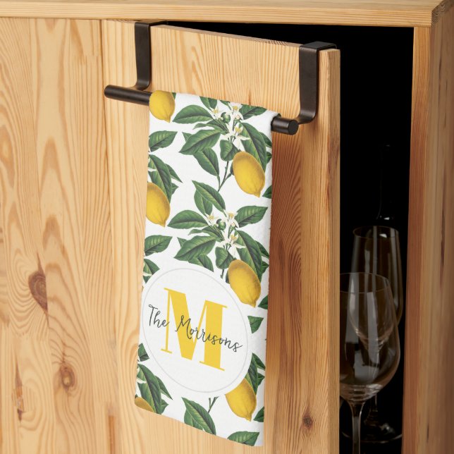 Moderne Vintage botanische Zitronen Geschirrtuch (Drittel gefaltet)