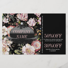 Moderne Vintage Elegante Böhmische Schwarze Blüte Flyer