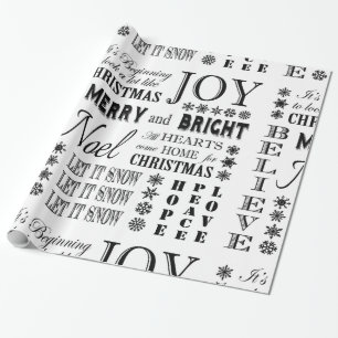 moderne Vintage Feiertagswörter Geschenkpapier