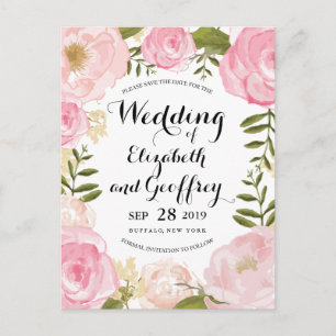 Moderne Vintage Fleurs Roses Faire-Part de Faire S