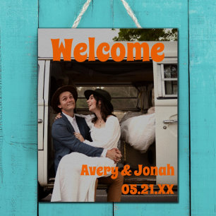 Moderne Vintage Foto Hochzeitsempfehlung willkomme Poster