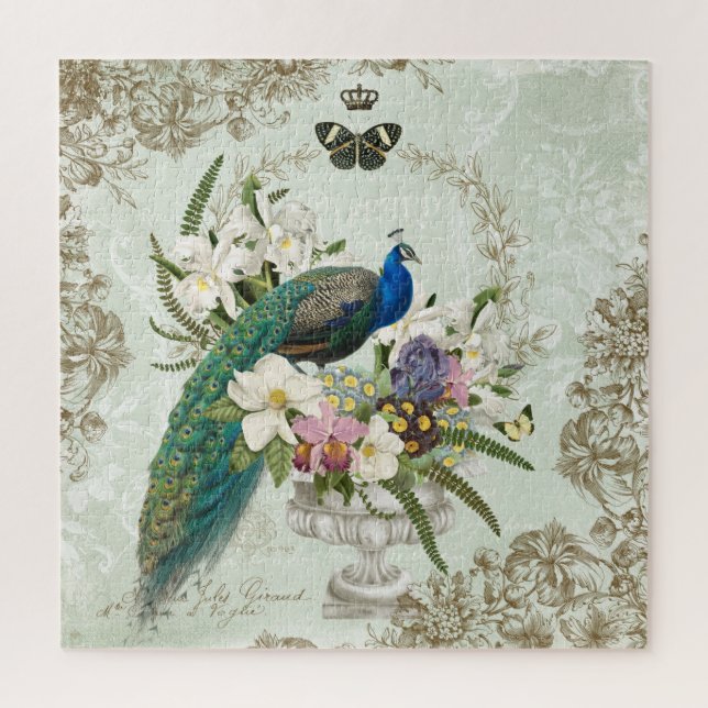 MODERNE VINTAGE FRANÇAIS PEACOCK GARDEN PUZZLE (Vertical)