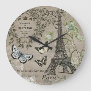 moderne Vintage Franzosen Eiffel-Turmgartenuhr Große Wanduhr