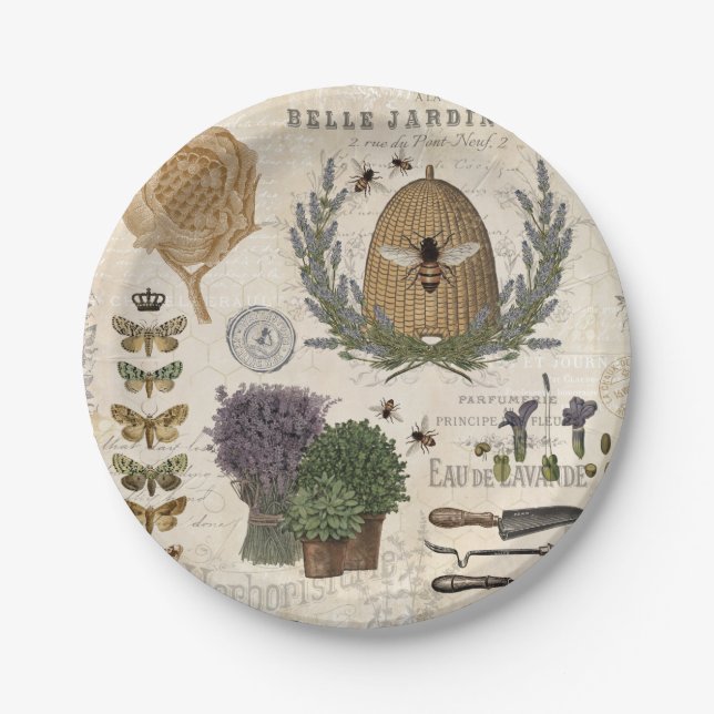 Moderne Vintage französische Bauernblüte Pappteller (Vorderseite)