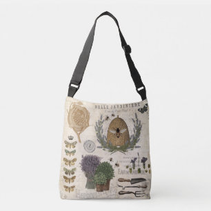 Moderne Vintage französische Bauernblüte Tragetaschen Mit Langen Trägern