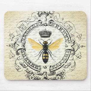 Moderne vintage französische Bienenkönigin Mousepad