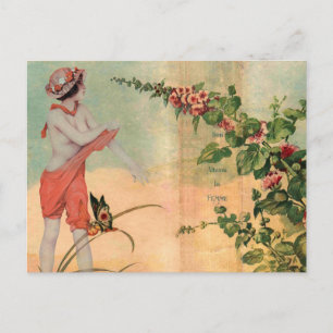 Moderne Vintage-Französische Collage-Postkarte Postkarte
