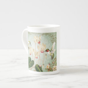 Moderne Vintage französische Hummingvögel Prozellantasse