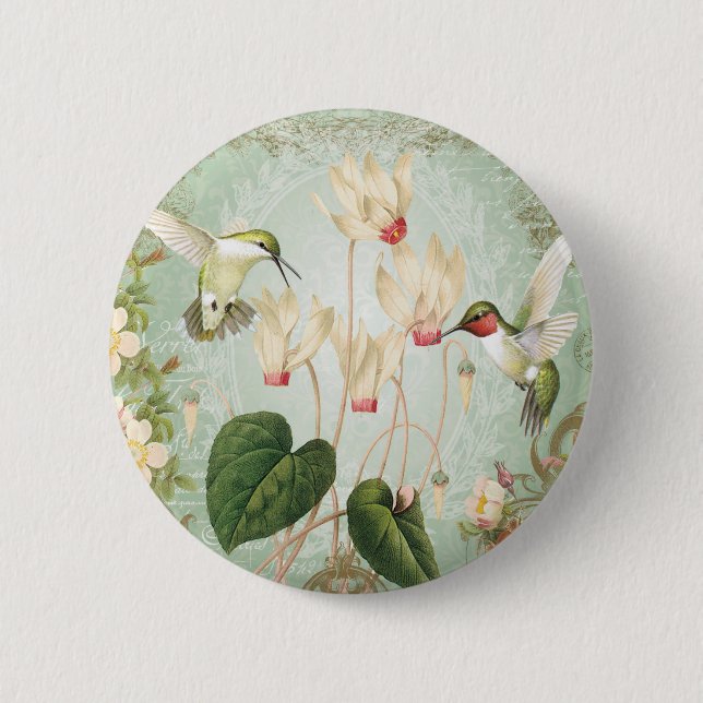 Moderne Vintage französische Kolibris Button (Vorderseite)