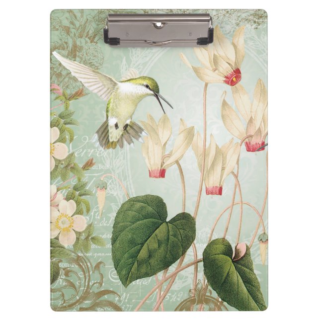 Moderne Vintage französische Kolibris Klemmbrett (Vorderseite)