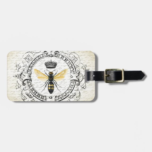 MODERNE VINTAGE französische Königinbiene Gepäckanhänger (Vorderseite horizontal)