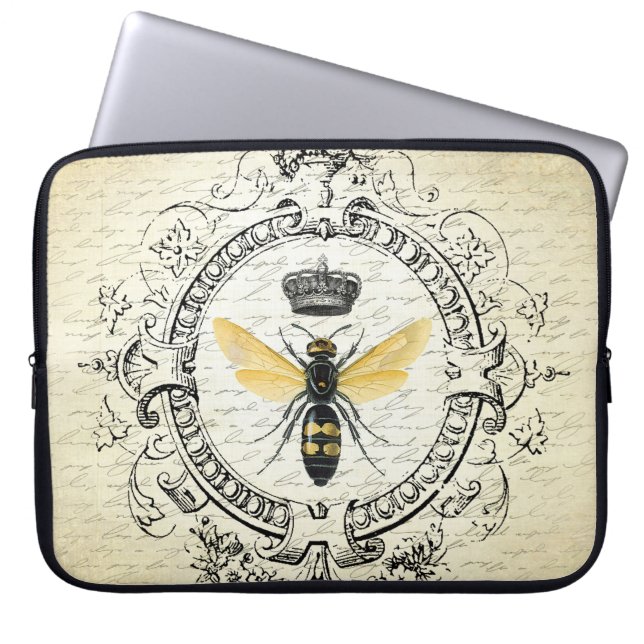 Moderne Vintage französische Königinbiene Laptopschutzhülle (Vorderseite)