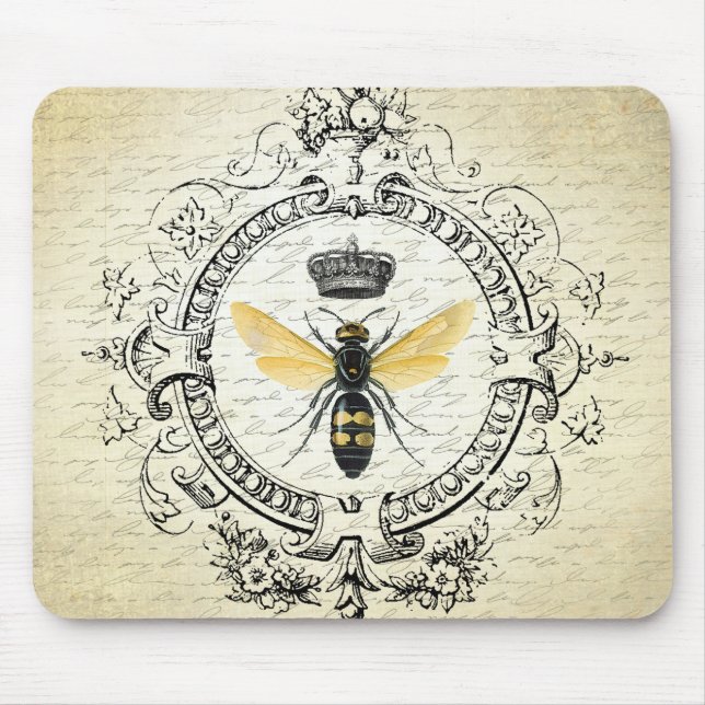 moderne Vintage französische Königinbiene Mousepad (Vorne)
