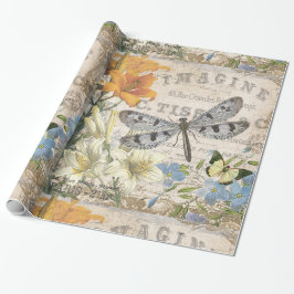 moderne Vintage französische Libelle Geschenkpapier