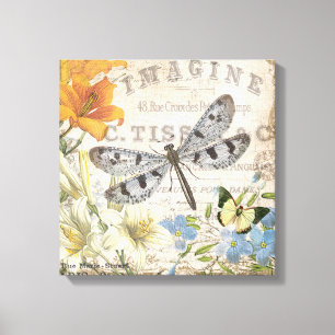 moderne Vintage französische Libelle Leinwanddruck