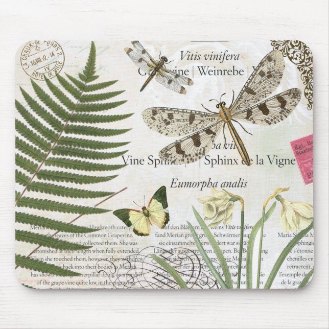 moderne Vintage französische Libelle Mousepad (Vorne)