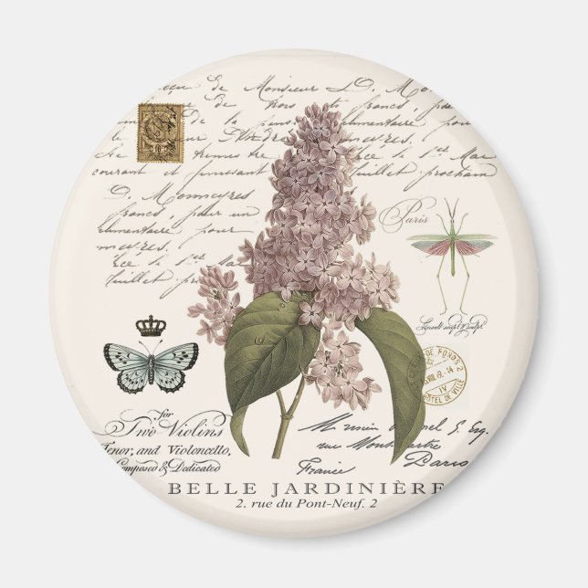 moderne Vintage französische Lilacs Magnet (Vorne)