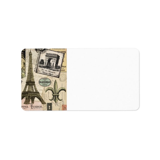 Moderne Vintage französische Reisetasche Adressaufkleber (Vorne)