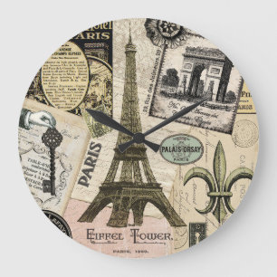 Moderne Vintage französische Reisetasche Große Wanduhr