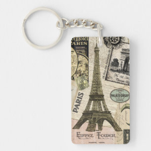 Moderne Vintage französische Reisetasche Schlüsselanhänger