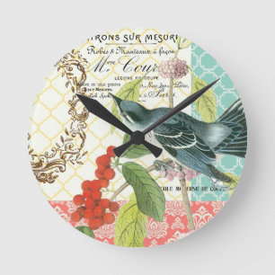 Moderne Vintage Französische Vogel Wanduhr