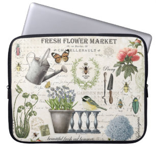 Moderne Vintage französisches Bauernhaus Blumengar Laptopschutzhülle