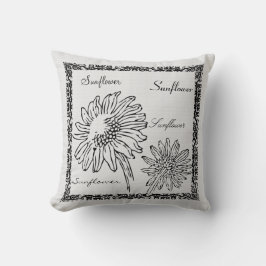 Moderne Vintage Gartensonnenblume-Weißleinwand Kissen