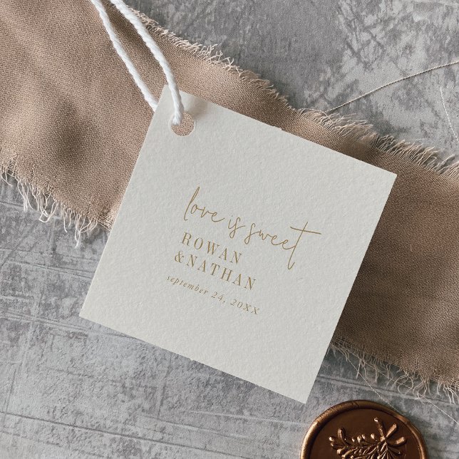 Moderne Vintage Gold Liebe ist süße Hochzeit Geschenkanhänger (Von Creator hochgeladen)