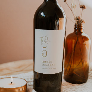 Moderne Vintage Gold Tischnummer Weinmarken Aufkleber