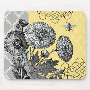 Moderne Vintage-Grafik-Blumen-Mauspad Mousepad