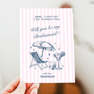 Moderne Vintage Grau Bridesmaid-Vorschlagskarte Einladung