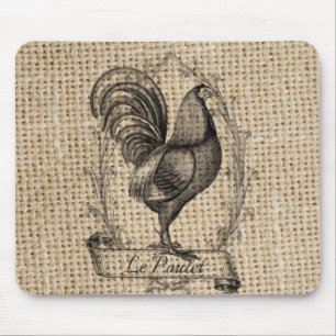 Moderne Vintage Hähnchenbauernhähnchen - französis Mousepad