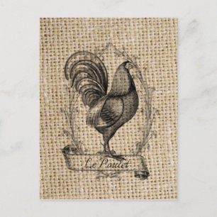 Moderne Vintage Hähnchenbauernhähnchen - französis Postkarte