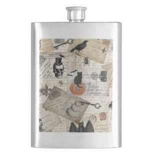 Moderne Vintage Halloween-Postkarten Flachmann