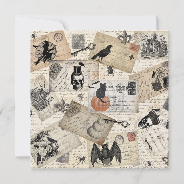 Moderne Vintage Halloween-Postkarten Karte (Vorderseite)