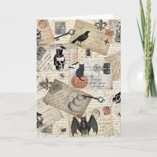 Moderne Vintage Halloween-Postkarten Karte (Vorderseite)