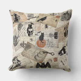 Moderne Vintage Halloween-Postkarten Kissen