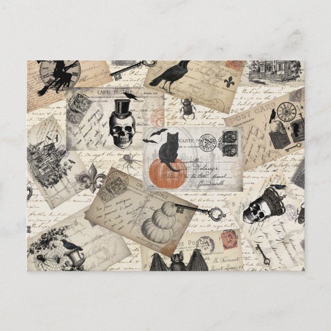 Moderne Vintage Halloween-Postkarten Postkarte (Vorderseite)