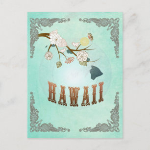 Moderne Vintage Hawaii Staat Map - Türkisblau Postkarte