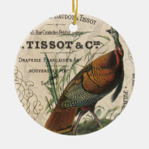 moderne Vintage-Herbst-Wildtruthahn Keramik Ornament