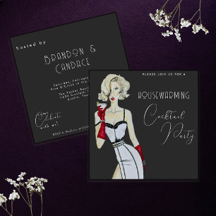Moderne Vintage-Housewarming-Cocktailparty Pin Up Einladung
