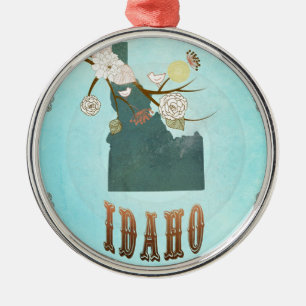 Moderne Vintage Idaho-Staats-Karte - Aqua-Blau Ornament Aus Metall