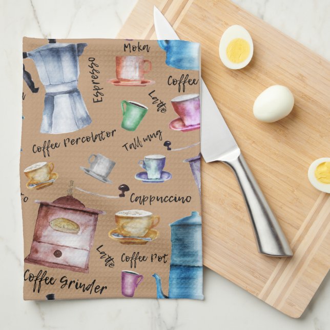 Moderne Vintage Kaffeepflanzen Geschirrtuch (Viertel Falte)