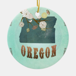 Moderne Vintage-Karte des Bundesstaates Oregon – T Keramikornament