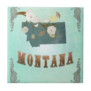 Moderne Vintage-Karte des US-Bundesstaates Montana Fliese