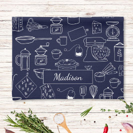 Moderne Vintage Küche Geschirr Niedlich Doodle Geschirrtuch