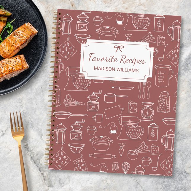 Moderne Vintage Küche Geschirr Niedlich Doodle Rez Notizbuch (In situ)