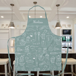Moderne Vintage Küche Geschirr Niedlich Doodle Schürze