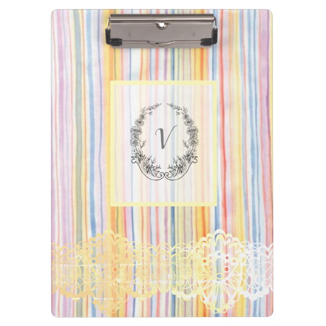 Moderne Vintage Monogram Strips Klemmbrett (Vorderseite)