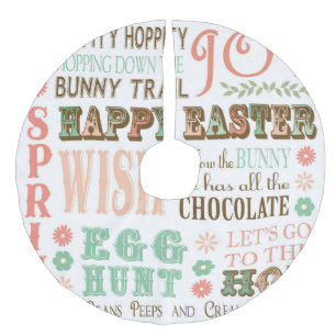 Moderne Vintage Ostern-Typografiewortcollage Leinenimitat Weihnachtsbaumdecke